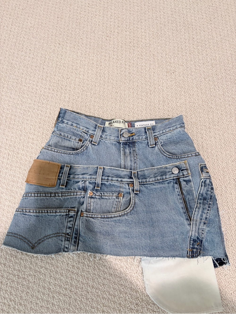 A Vintage Fit Reworked Levi’s Denim Micro Mini Skirt NWT $245 fits size 26